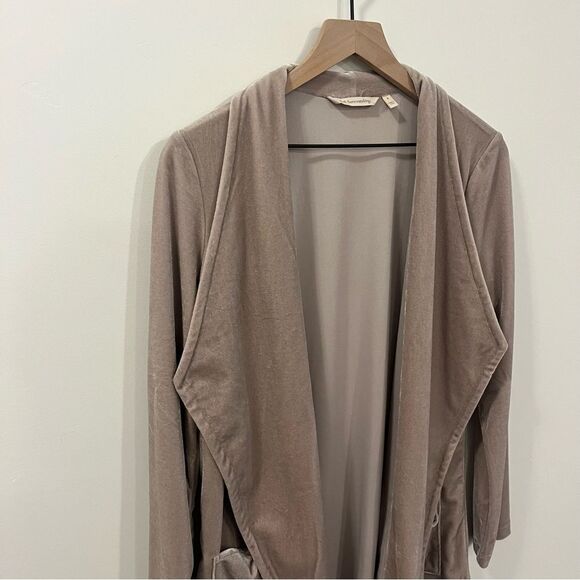 Soft Surroundings Velvet Open Front Cardigan Sand Colored Small - Picture 2 of 10